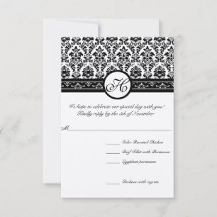 Vintage Black Damask Borders Invitation