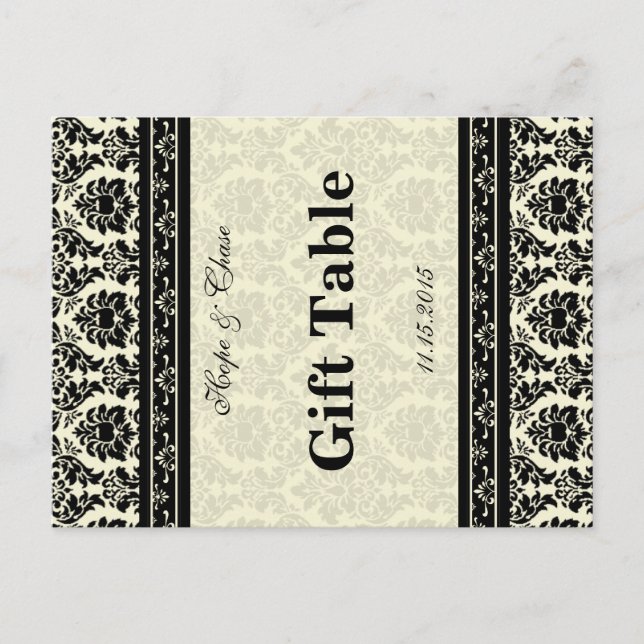 Vintage Black Damask Borders Postcard (Front)