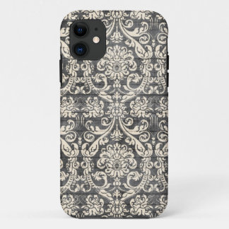 Vintage Black Damask Pattern iPhone Case