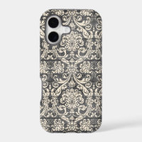 Vintage Black Damask Pattern iPhone Case