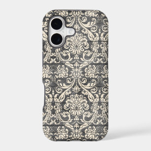 Vintage Black Damask Pattern iPhone Case
