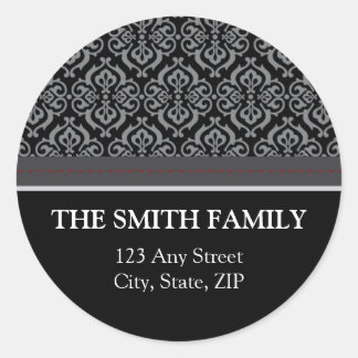 Vintage Black Damask Return Address Sticker