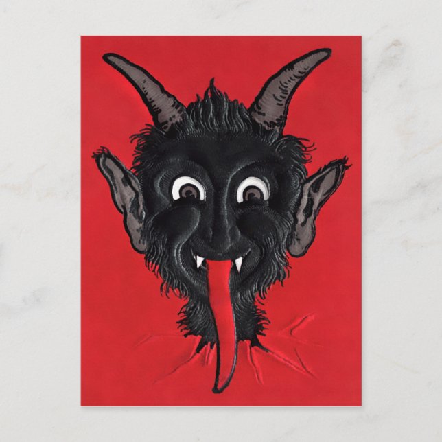 Vintage Black Devil Face Postcard (Front)