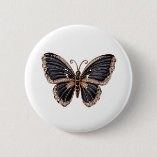 Vintage Black Enamel Rose Gold Butterfly Pin