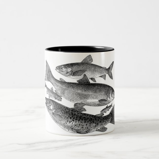 Vintage Black Fish Print Mug (Center)