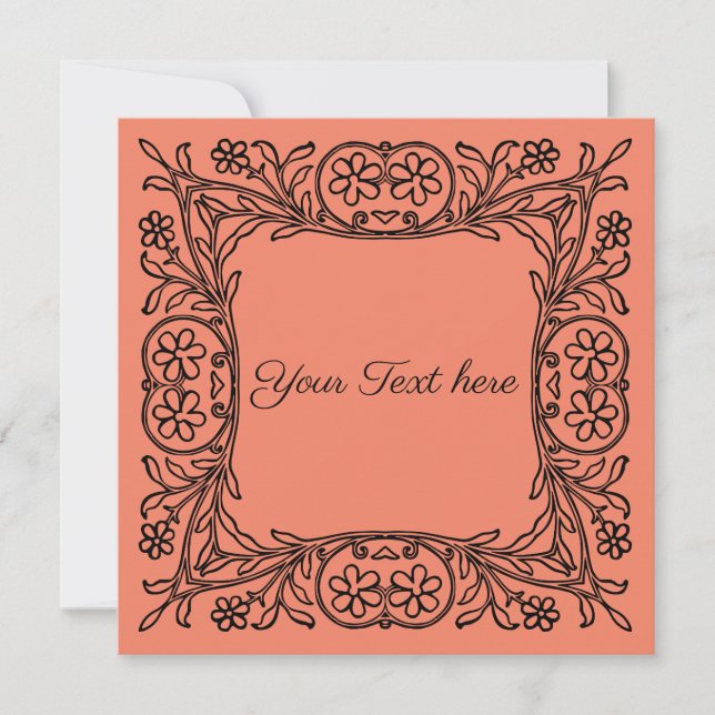 Vintage black floral border announcement (Front)