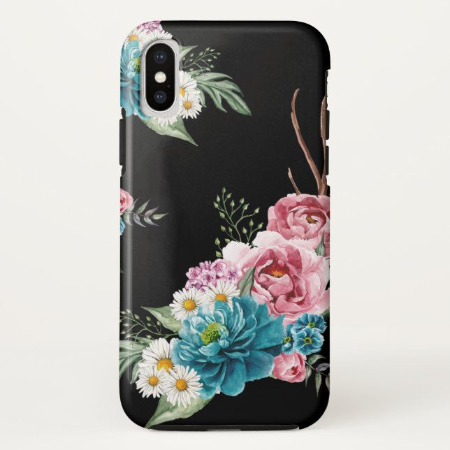 Vintage black floral case flowers (Back)