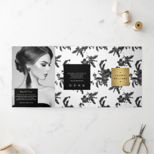 Vintage Black Floral Pattern Brochure