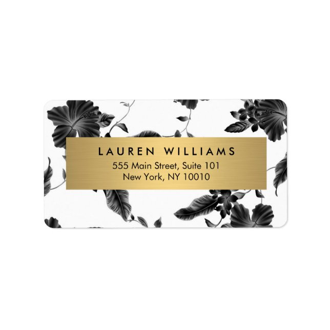 Vintage Black Floral Pattern Label (Front)