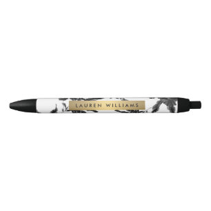 Vintage Black Floral Pattern Personalised Ink Pen