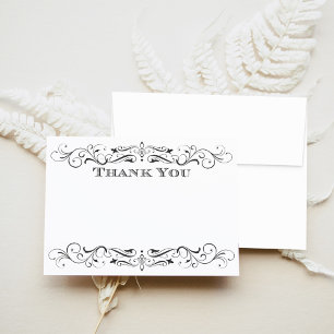 Vintage Black Flourish Elegant Wedding Thank You Card