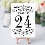 Vintage Black Flourish White Wedding Table Number<br><div class="desc">Vintage style wedding table number cards feature black decorative swirls and flourishes on both sides of the card. Personalise each table number card that you need and add each to your cart individually.</div>