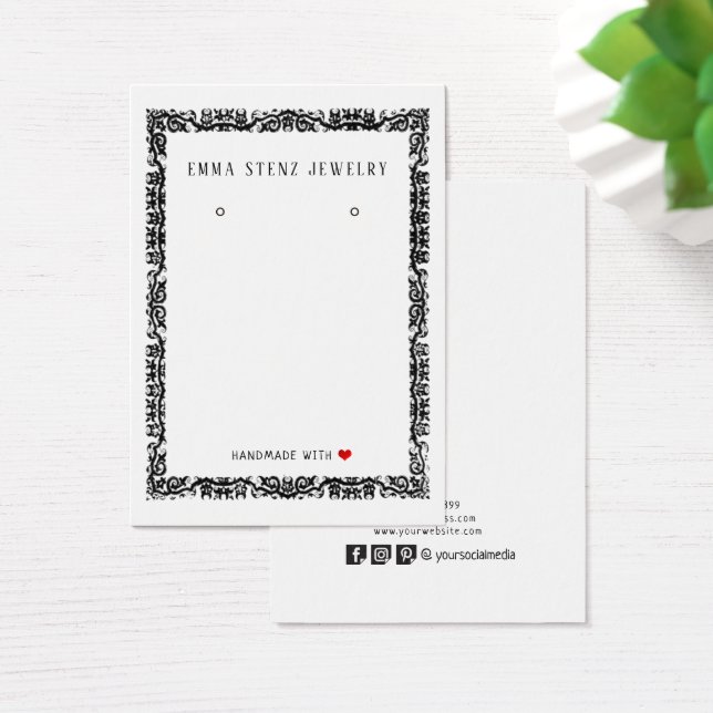 Vintage Black French Frame Earring Display Card (Desk)