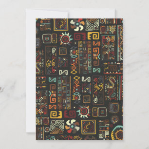 Vintage Black Geometric African Doodle  Holiday Card