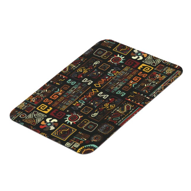 Vintage Black Geometric African Doodle  Magnet (Left Side)