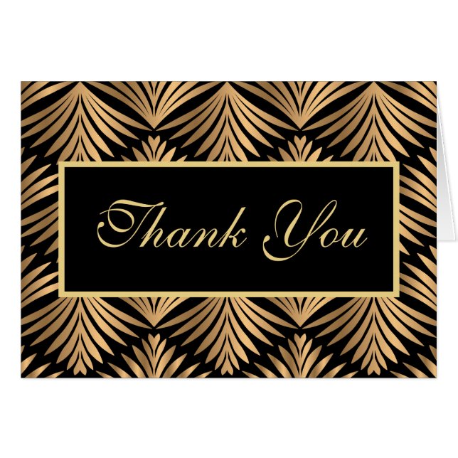 Vintage Black Gold Art Deco Gatsby Thank you (Front Horizontal)