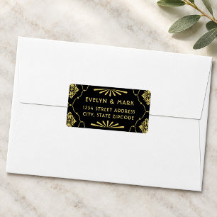 Vintage Black Gold Art Deco Wedding Return Address Label
