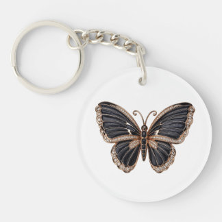 Vintage Black Gold Butterfly Acrylic Keychain