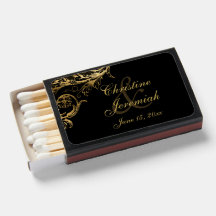 Vintage Black Gold Floral Damask Script Wedding