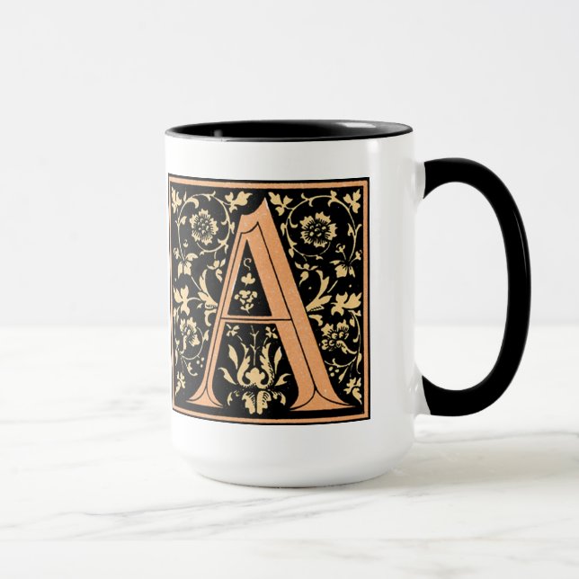 Vintage Black & Gold Letter 'A' - Mug (Right)