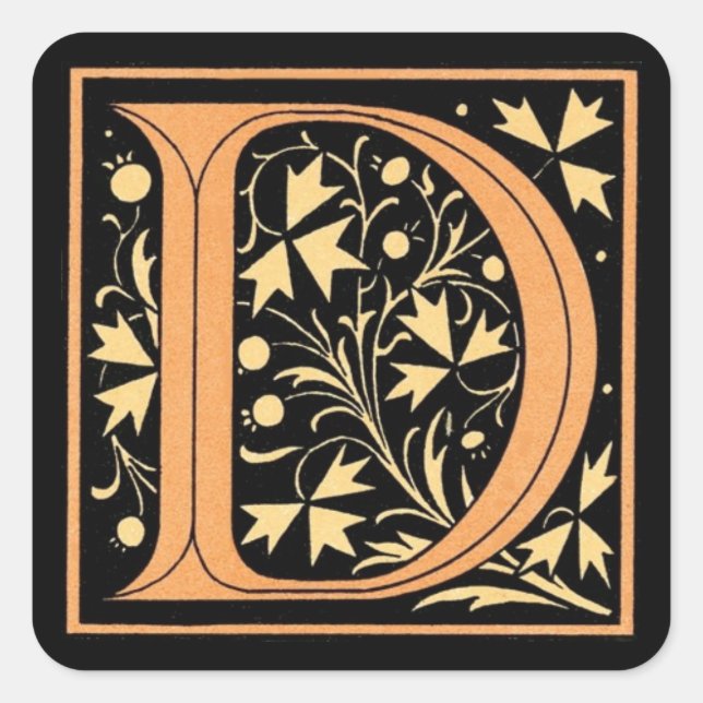 Vintage Black & Gold Letter ‘D’ - Sticker (Front)