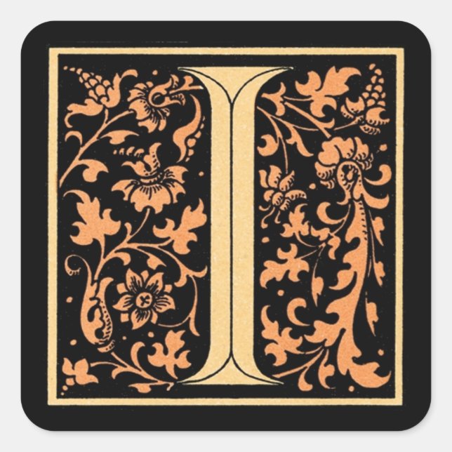 Vintage Black & Gold Letter ‘I’ - Sticker (Front)
