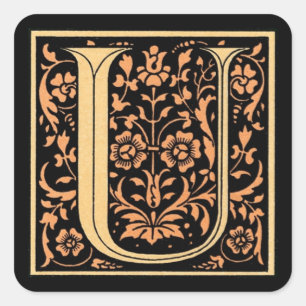 Vintage Black & Gold Letter ‘U’ - Sticker