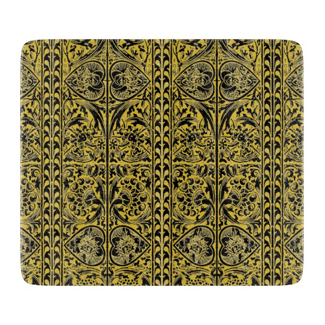 Vintage black gold matte  border  cutting board (Front)