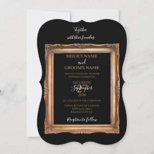 Vintage Black & Gold Wedding Invitation