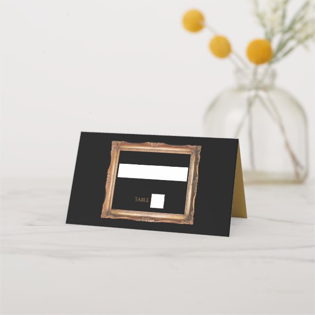 Vintage Black & Gold Wedding Place Card (Front)