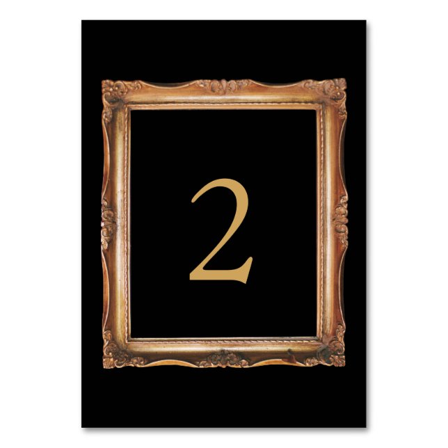 Vintage Black & Gold Wedding Table Number (Front)
