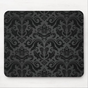 Vintage Black & Grey Damask Mouse Pad