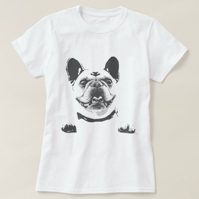 Vintage Black Grey French Bulldog Graphic T-Shirt (Design Front)