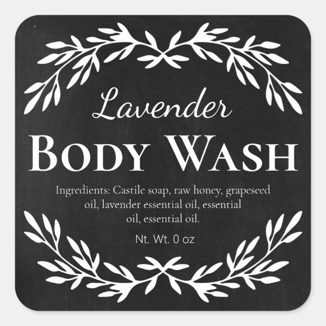 Vintage Black Homemade Body Wash Labels (Front)