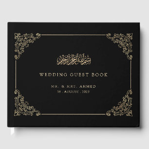 Vintage Black Islamic Muslim Wedding Guest Book