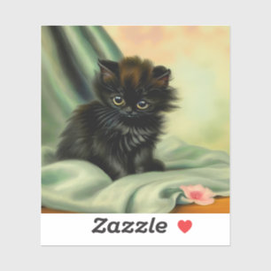 Vintage Black Kitten Illustration