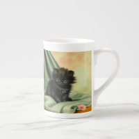 Vintage Black Kitten Illustration