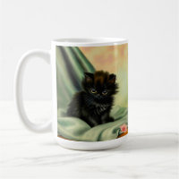 Vintage Black Kitten Illustration