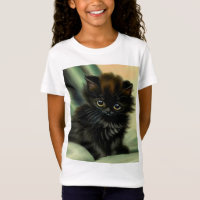 Vintage Black Kitten Illustration