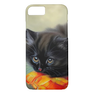 Vintage Black Kitten with Red Flower Blanket Case-Mate iPhone Case