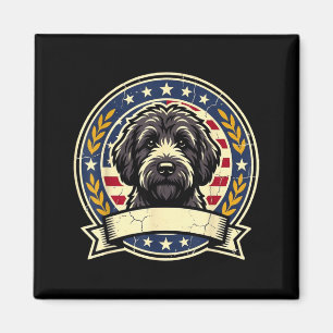 Vintage Black Labradoodle Dog Retro Art Design for Magnet