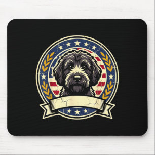 Vintage Black Labradoodle Dog Retro Art Design for Mouse Pad