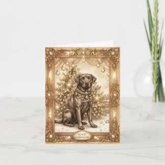 Vintage Black Labrador Christmas Greeting Card