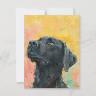 Vintage Black Labrador Oil Painting Postcard