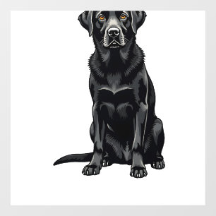 Vintage Black Labrador Retriever Dog Portrait Illu