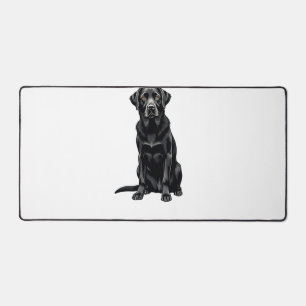 Vintage Black Labrador Retriever Dog Portrait Illu Desk Mat