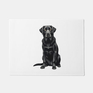 Vintage Black Labrador Retriever Dog Portrait Illu Doormat