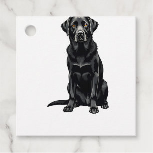 Vintage Black Labrador Retriever Dog Portrait Illu Favour Tags