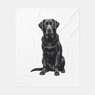 Vintage Black Labrador Retriever Dog Portrait Illu Fleece Blanket