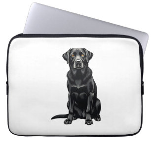 Vintage Black Labrador Retriever Dog Portrait Illu Laptop Sleeve